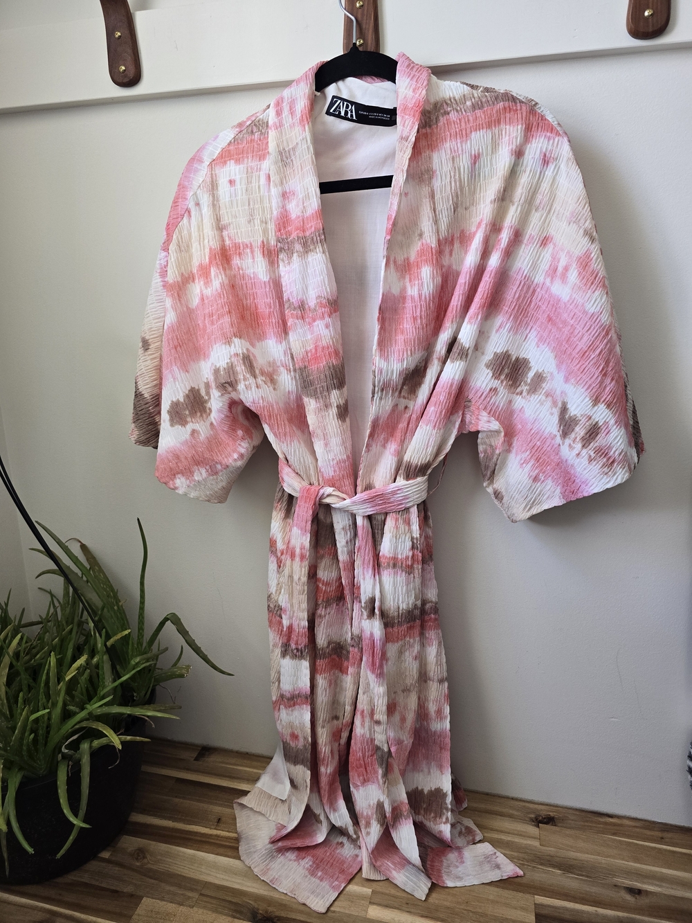 Zara Pink & Cream Tie-Dye Kimono Jacket